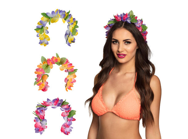 Blomstertiara - 3 farger assortert 1 Tiara i plast - Onesize 