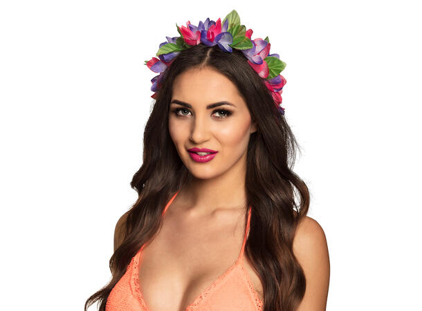 Blomstertiara - 3 farger assortert 1 Tiara i plast - Onesize 