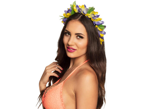 Blomstertiara - 3 farger assortert 1 Tiara i plast - Onesize 