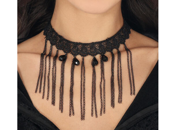 Blondekjede med sorte lenker 1 Halskjede i metall/polyester/PVC 
