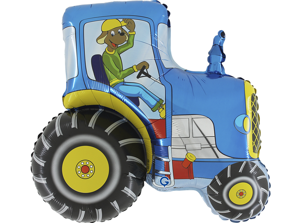 Blå traktor 1 Folieballong med form - (63x58 cm) 