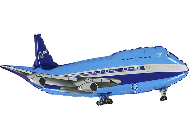 Blått passasjerfly 1 Folieballong med form - (95x41 cm) 