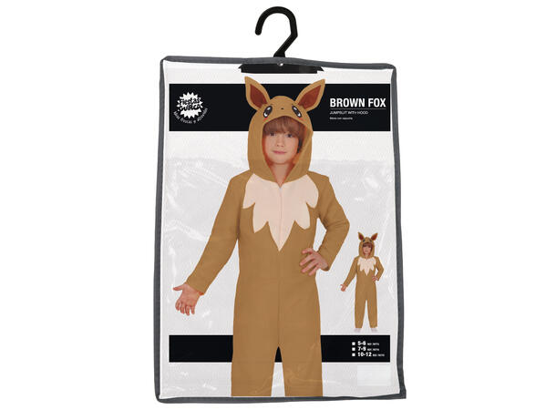 Brun revekostyme - Onepiece 1 Barnekostyme Unisex - Str 10-12 År 