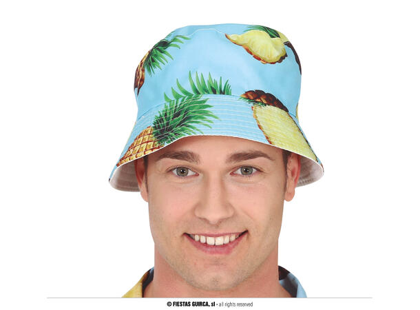 Bøttehatt - Ananas - Lyseblå/gul 1 Hatt i polyester til voksen 