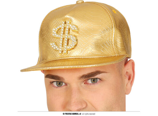 Caps - Gull m/dollartegn - Gangster 1 Caps til voksen - Onesize 