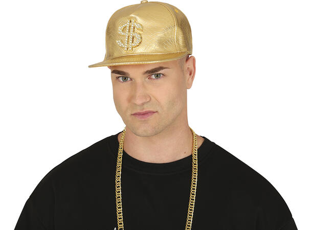 Caps - Gull m/dollartegn - Gangster 1 Caps til voksen - Onesize 