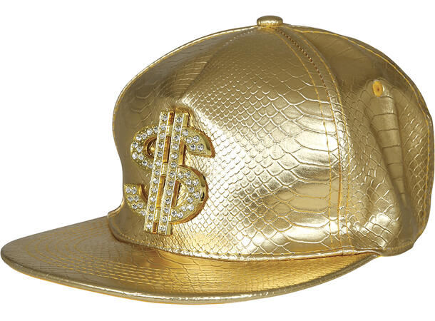 Caps - Gull m/dollartegn - Gangster 1 Caps til voksen - Onesize 