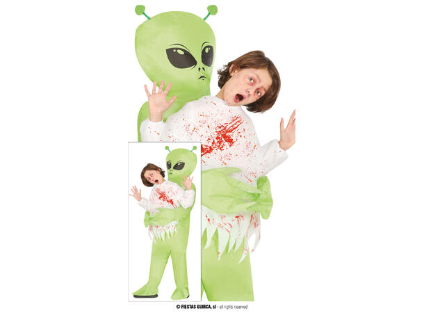 Carry me kostyme - Skummel Alien 1 Oppblåsbart kostyme - Str 7-9 År 