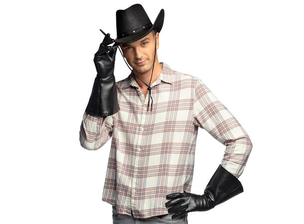 Cowboyhansker - Lange - Sort 1 Par hansker i kunstskinn 