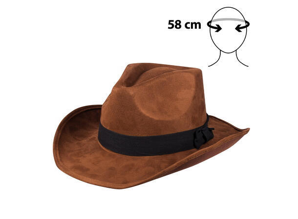 Cowboyhatt - Adveture - Brun 1 Hatt til voksen - Onesize 