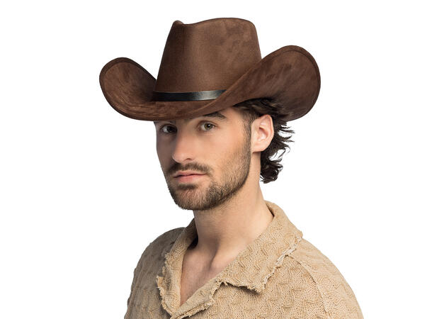 Cowboyhatt - Bronco - Brun m/bånd 1 Hatt til voksen - Onesize 