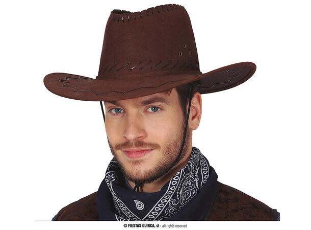 Cowboyhatt - Brunt skinn 1 Hatt i kunstlær til voksen - Onesize 
