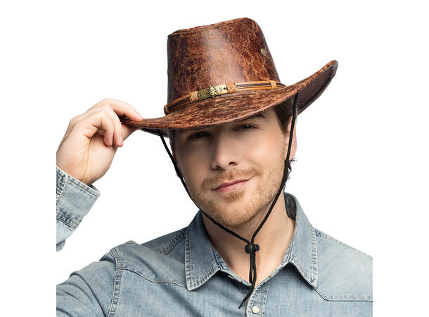 Cowboyhatt - Imitert skinn - Brun 1 Hatt til voksen - Onesize 