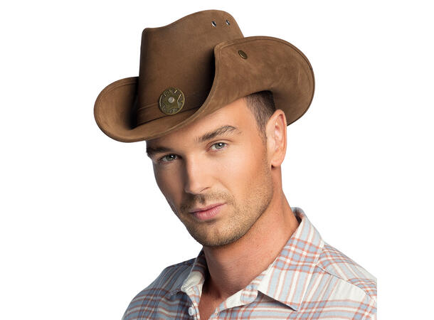 Cowboyhatt - Nevada - Brun m/Stjerne 1 Hatt til voksen - Onesize 