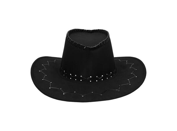 Cowboyhatt - Sort - Lærlook 1 Hatt til voksen - Onesize 