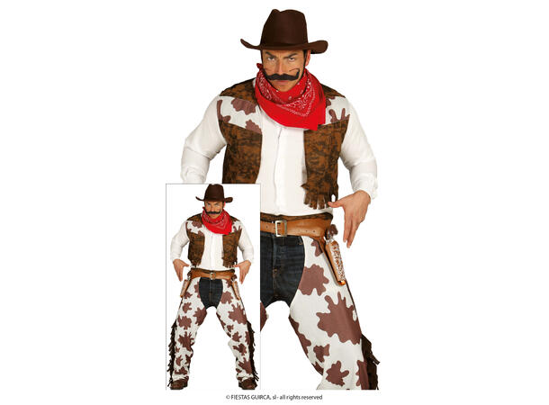 Cowboykostyme - Vest og Chaps 1 Herrekostyme - str 52-54 (L) 