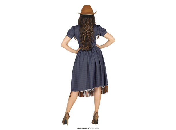Cowgirl - Kjole og vest - blå 1 Damekostyme - str 36-38 (S) 