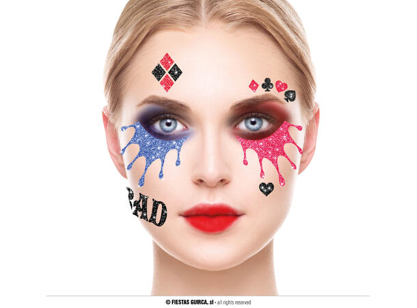 Dangerous Girl - Glitter face 1 Ark m/Selvklebende maske - 13x15cm 