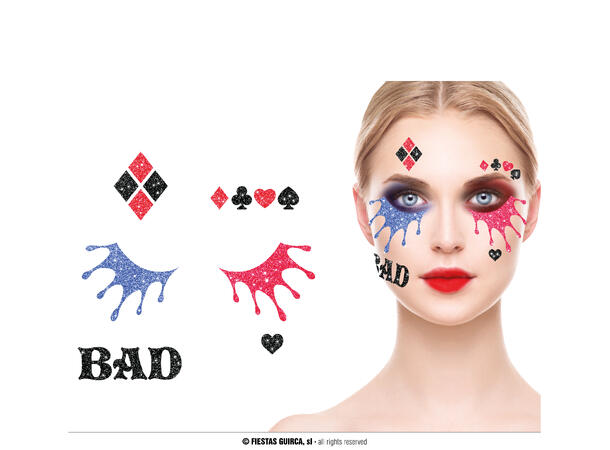 Dangerous Girl - Glitter face 1 Ark m/Selvklebende maske - 13x15cm 