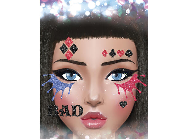 Dangerous Girl - Glitter face 1 Ark m/Selvklebende maske - 13x15cm 