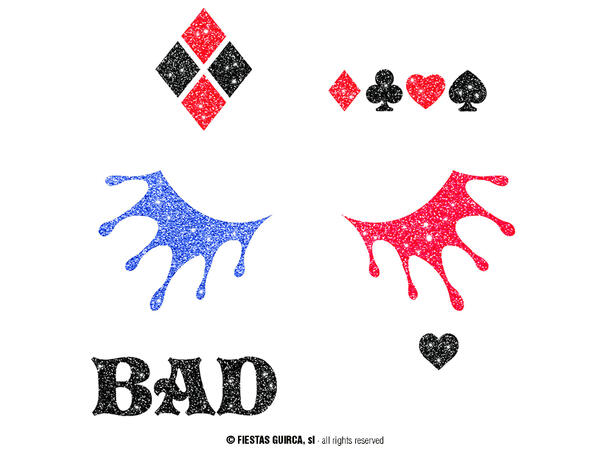 Dangerous Girl - Glitter face 1 Ark m/Selvklebende maske - 13x15cm 