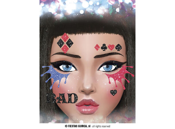 Dangerous Girl - Glitter face 1 Ark m/Selvklebende maske - 13x15cm 