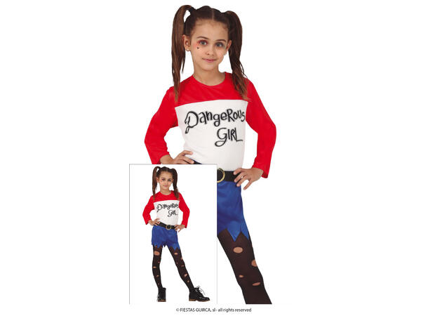 Dangerous Girl - Rød/hvit/blå 1 Barnekostyme til jente - Str 10-12 År 