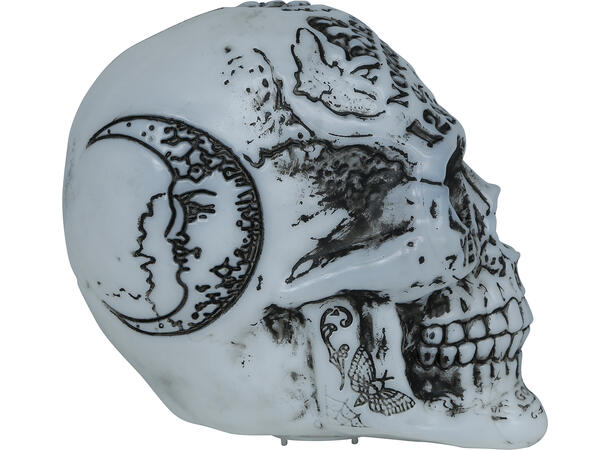 Dekorert hodeskalle m/lys 1 Dekorasjon i PVC m/lys - 20cm 