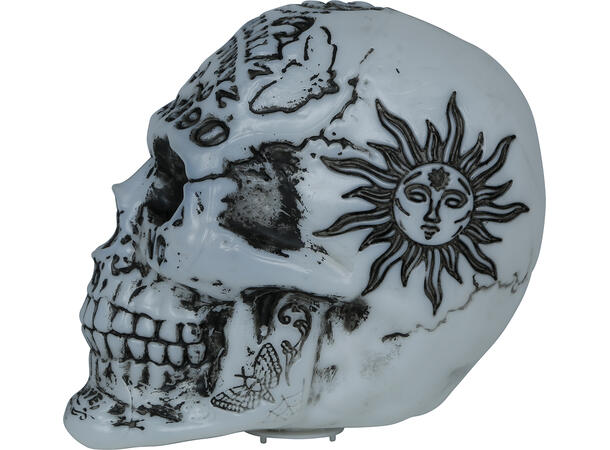 Dekorert hodeskalle m/lys 1 Dekorasjon i PVC m/lys - 20cm 