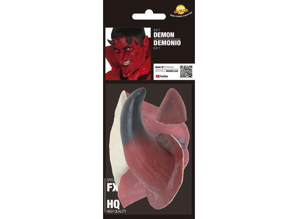 Demonsett - Ører, horn og hake 1 Sett i lateks 