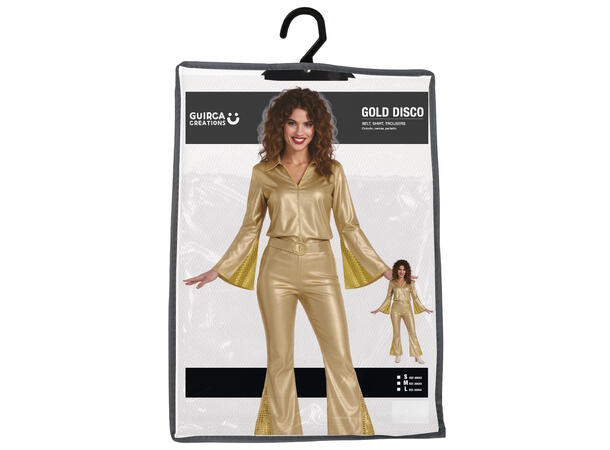 Disco - Gulldress - Bukse,Skjorte, belte 1 Damekostyme - str 38-40 (M) 