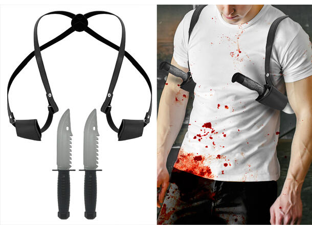 Dobbel skulderslire m/2 kniver 1 Slire og to kniver i plast 