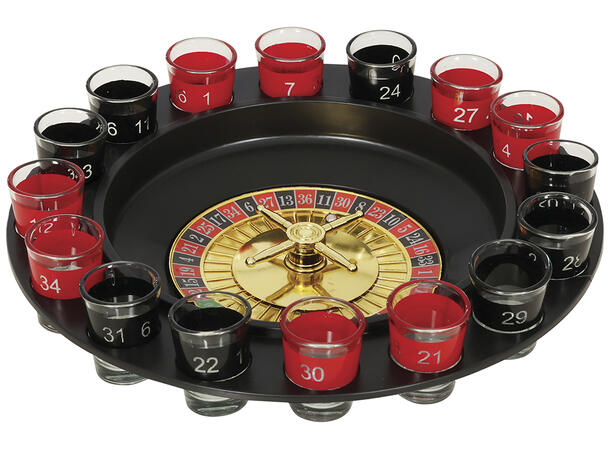 Drikkelek - Rulett - 16-glass 1 Drikkelek m/rulett 29cm og 16 glass 