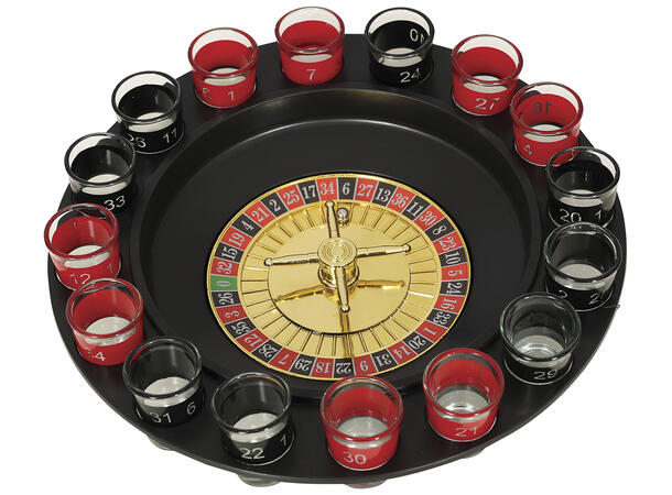 Drikkelek - Rulett - 16-glass 1 Drikkelek m/rulett 29cm og 16 glass 