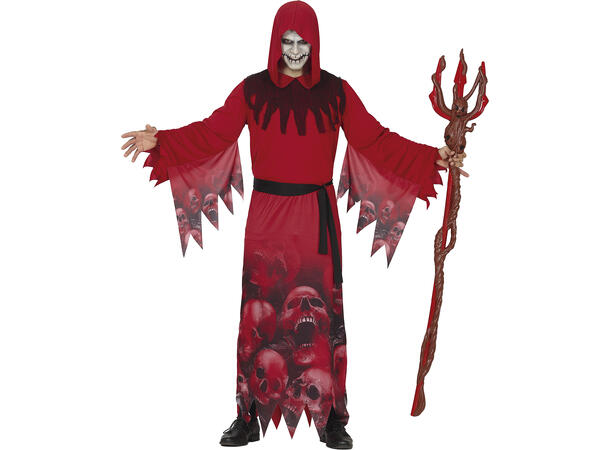 Døden - Rød tunika, hette og belte 1 Herrekostyme - str 52-54 (L) 