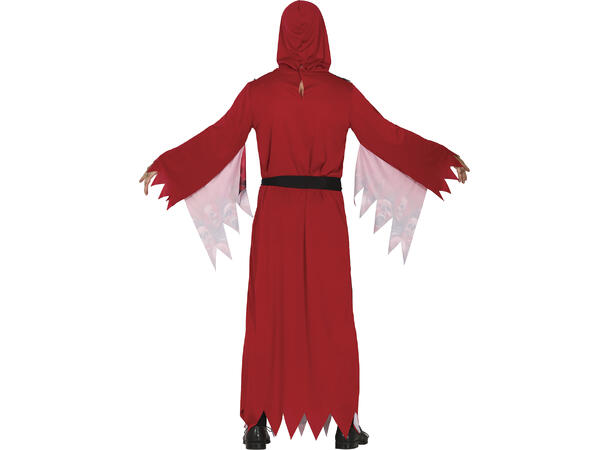 Døden - Rød tunika, hette og belte 1 Herrekostyme - str 52-54 (L) 