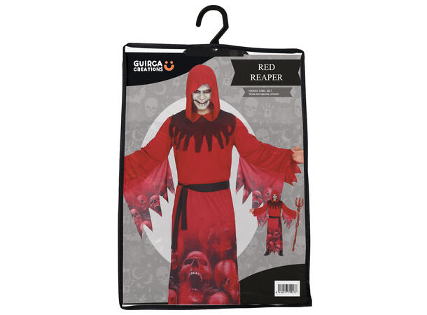 Døden - Rød tunika, hette og belte 1 Herrekostyme - str 52-54 (L) 