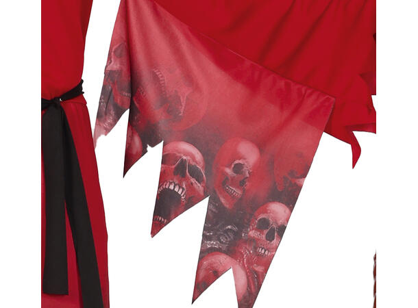 Døden - Rød tunika, hette og belte 1 Herrekostyme - str 52-54 (L) 