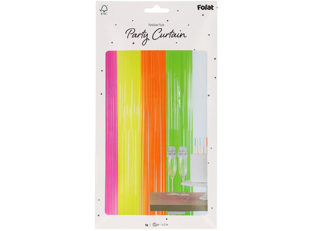 Dørgardin - Frynset - Neon - 4 farger 1 Frynsegardin - (2,5cm remser)- 1x2m