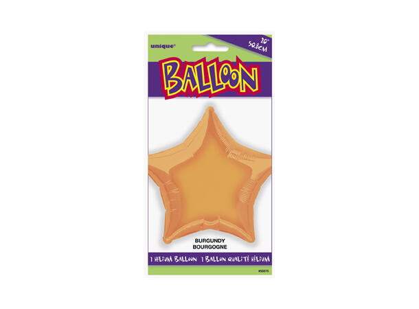 Ensfarget stjerne - Oransje 1 Folieballong stjerne - 50cm(20")