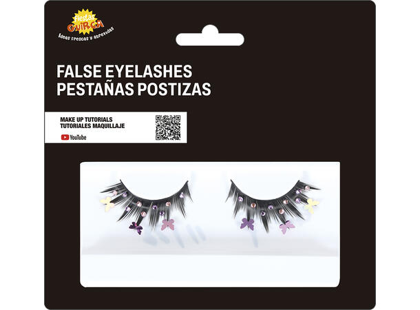 Falske øyevipper m/Sommerfugler 1 par selvklebende øyevipper 