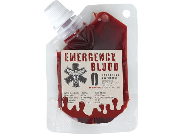 Falskt blod i poser Display med 18 poser blod - 30ml 