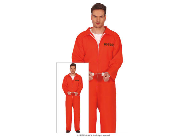 Fangedrakt - Oransje - Onepiece 1 Herrekostyme - str 52-54 (L) 