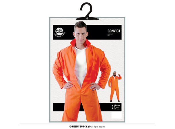 Fangedrakt - Oransje - Onepiece 1 Herrekostyme - str 52-54 (L) 