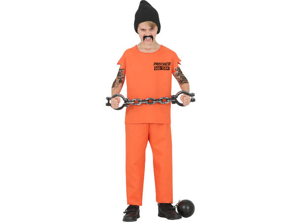 Fangekostyme - Korte ermer m/bart og lue 1 Barnekostyme til gutt - Str 7-9 År 