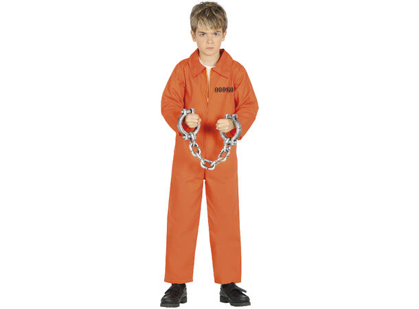 Fangekostyme - Oransje 1 Barnekostyme til gutt - Str 10-12 År 