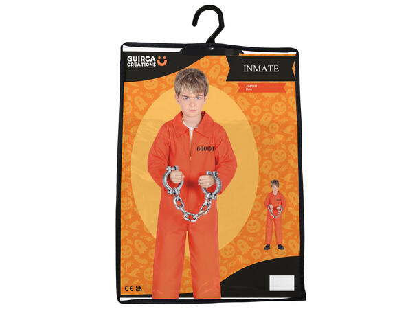 Fangekostyme - Oransje 1 Barnekostyme til gutt - Str 10-12 År 