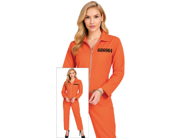 Fangekostyme - lang onepiece - Oransje 1 Damekostyme - str 42-44 (L) 