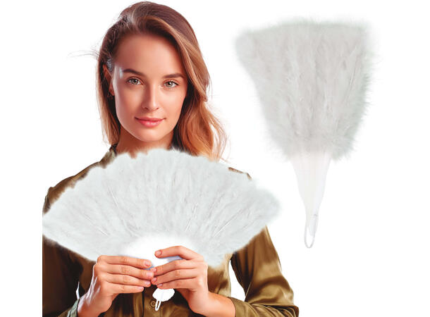 Fjærvifte - Hvit 1 Vifte med 16 blader i fjær 