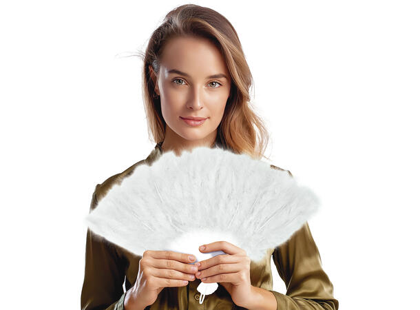 Fjærvifte - Hvit 1 Vifte med 16 blader i fjær 